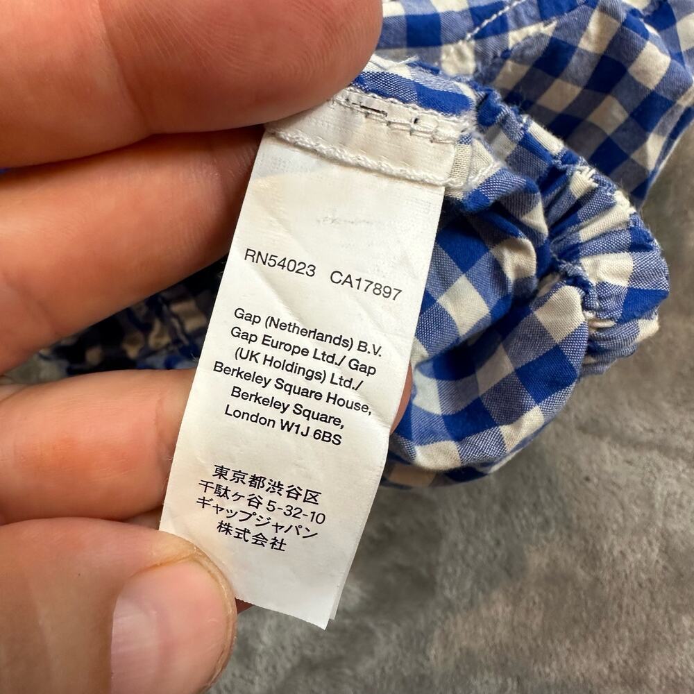 Baby Gap Shrt Blue White Gingham Check Button Down Collared Shirt Boy 3-6 Months - Picture 7 of 8